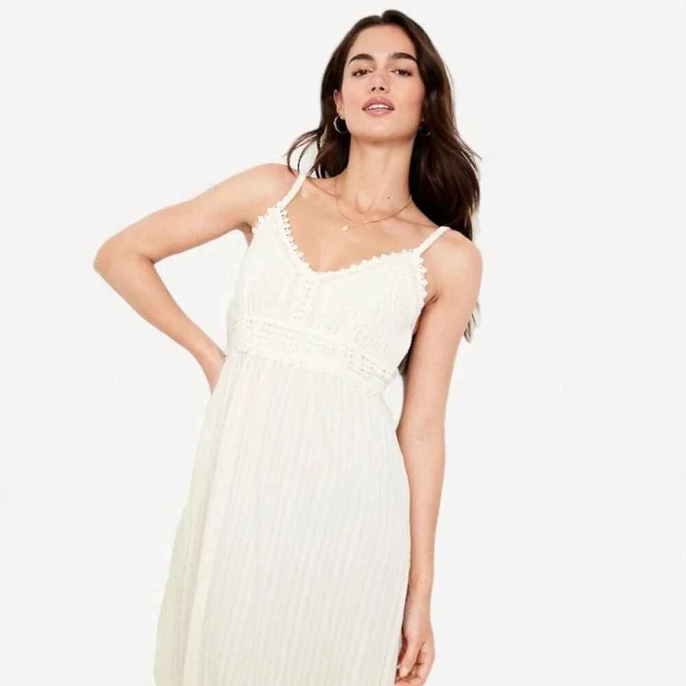 Old Navy Crochet Bodice White Maxi Dress Cottagecore Size XL